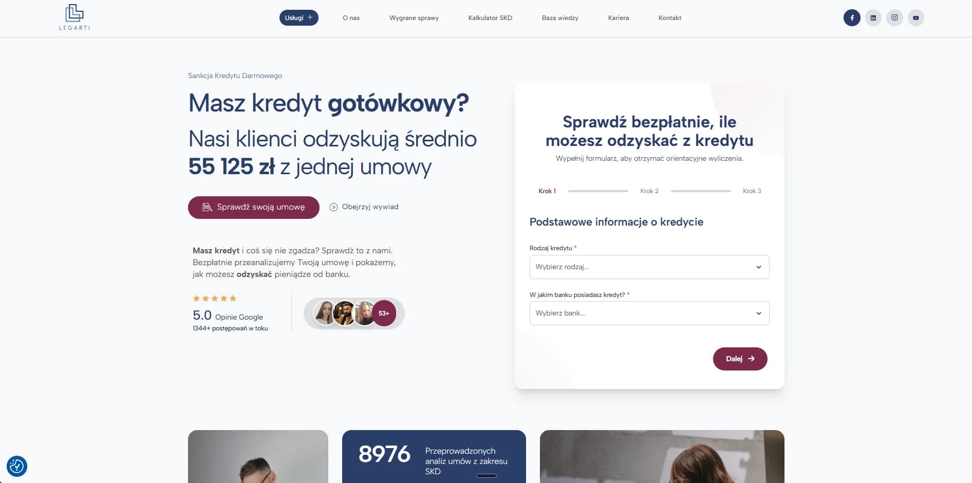 Zrzut ekranu strony Legarti