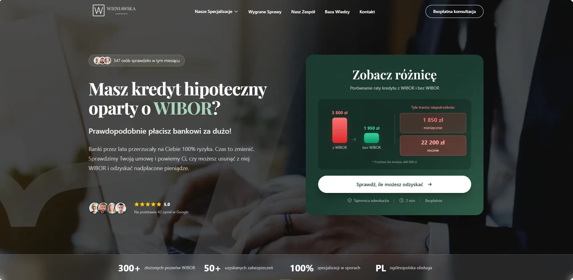 Zrzut ekranu strony Kancelaria Wieniawska